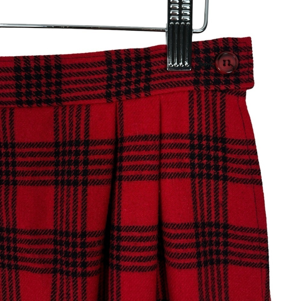 Vintage Pendleton Plaid Pleated Skirt S Red Black Wool Academia Old Money Preppy - Picture 3 of 6